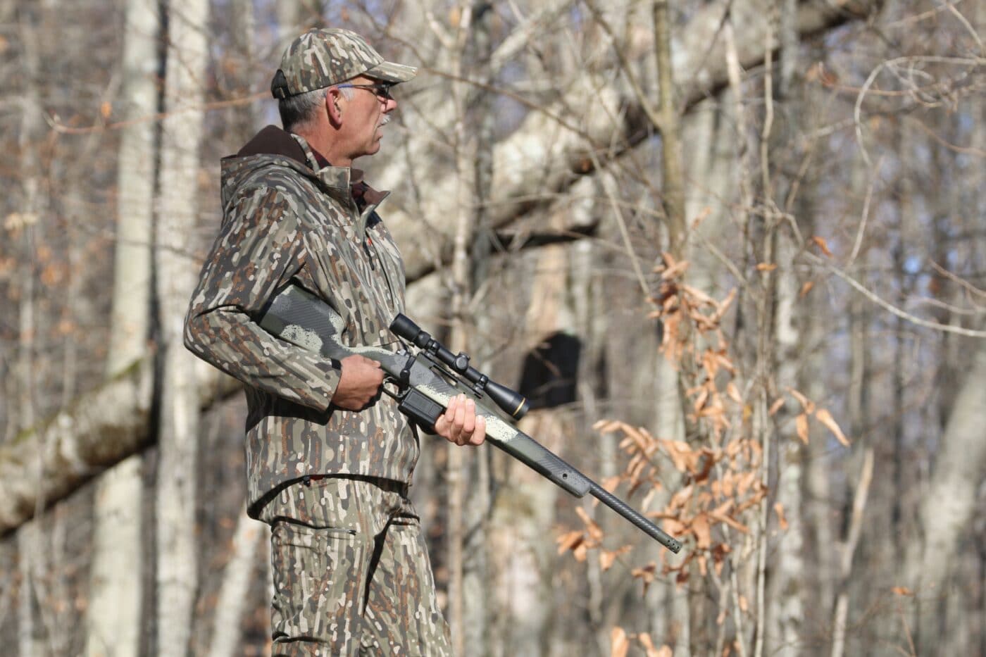 Man stalking a deer