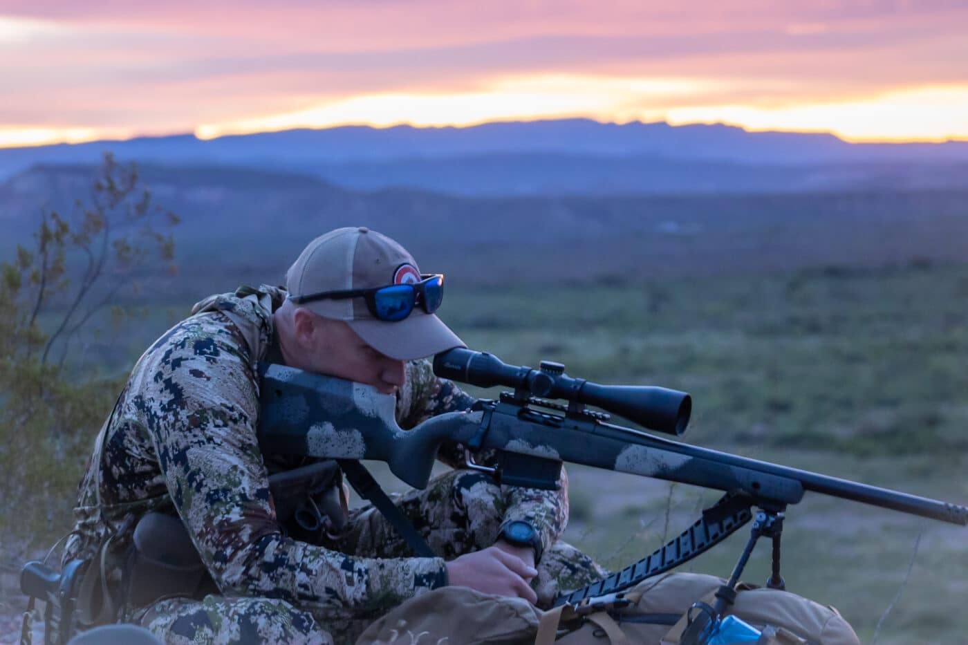 Man early morning hog hunting in Texas with Springfield Waypoint rifle