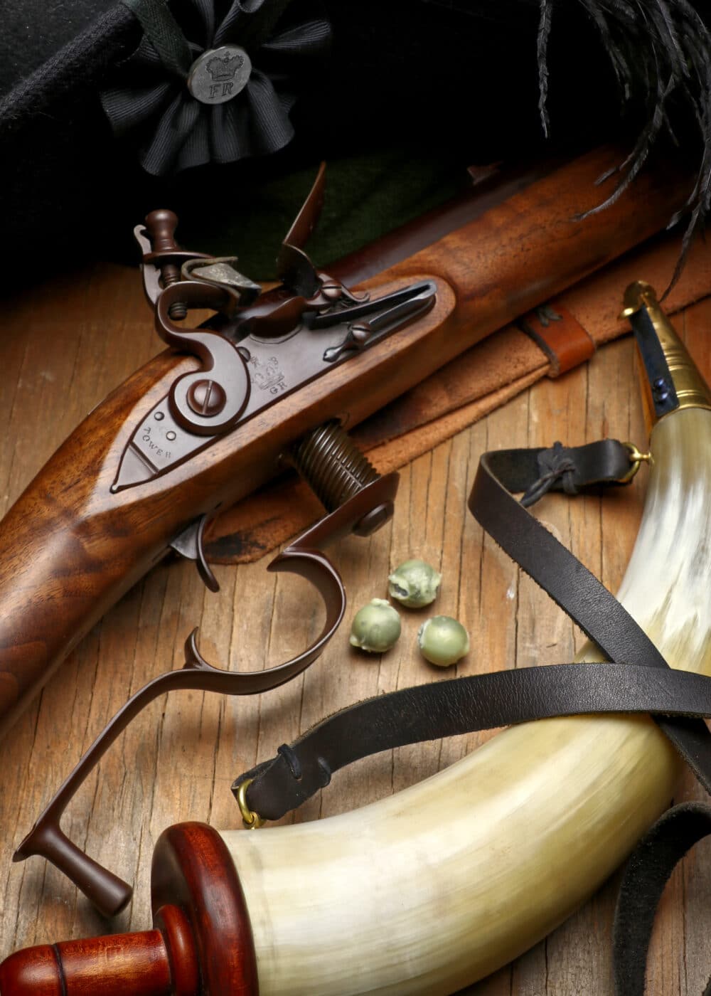 Ferguson rifle with powder horn