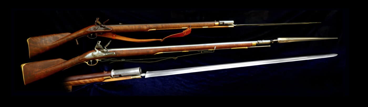 Brown Bess and Ferguson Rifle with a bayonet