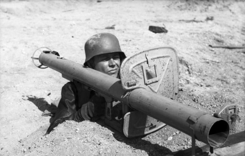German soldier using a Panzerschreck