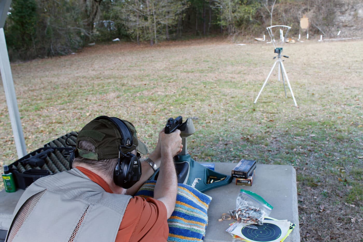 Man testing the Hellcat Pro on the range