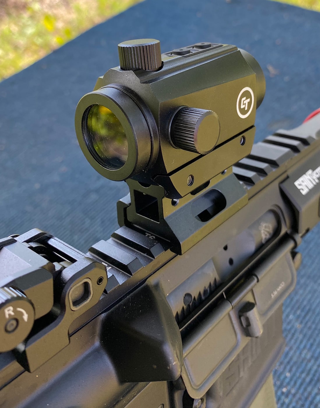 Crimson Trace red dot optic on SAINT Victor rifle