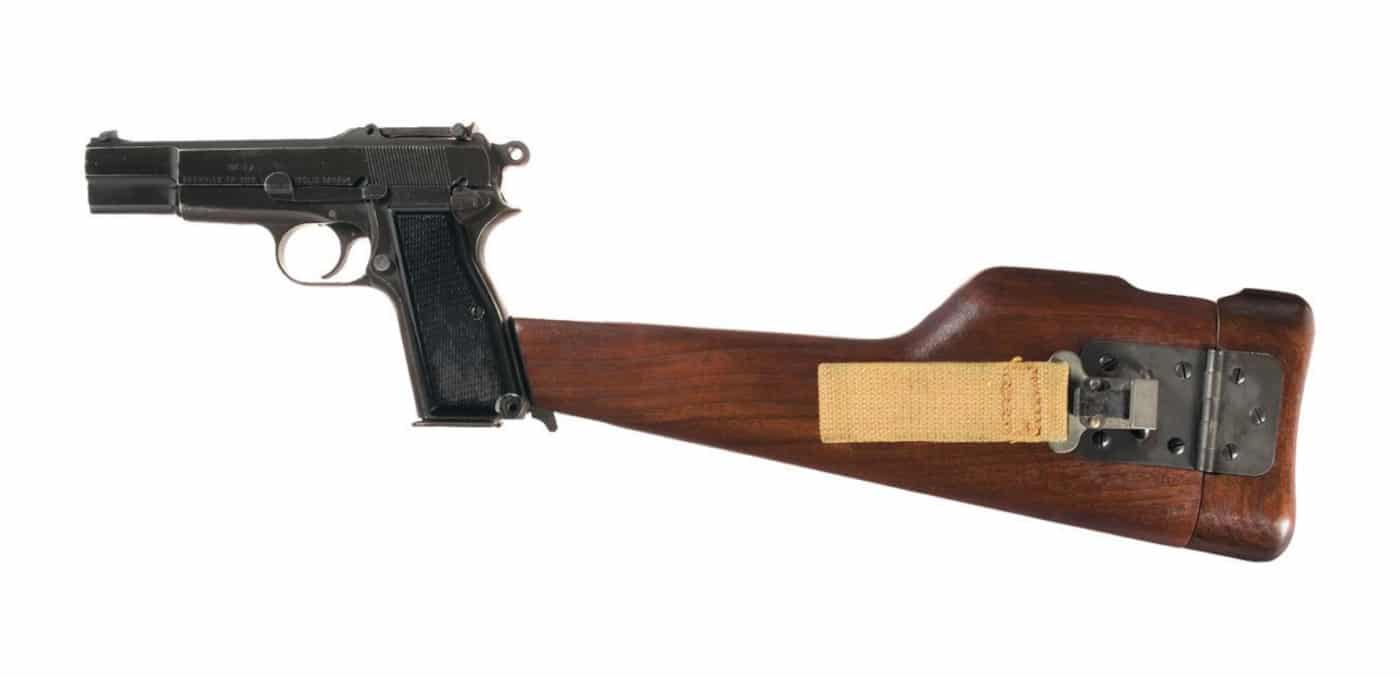 Inglis Hi-Power pistol with stock