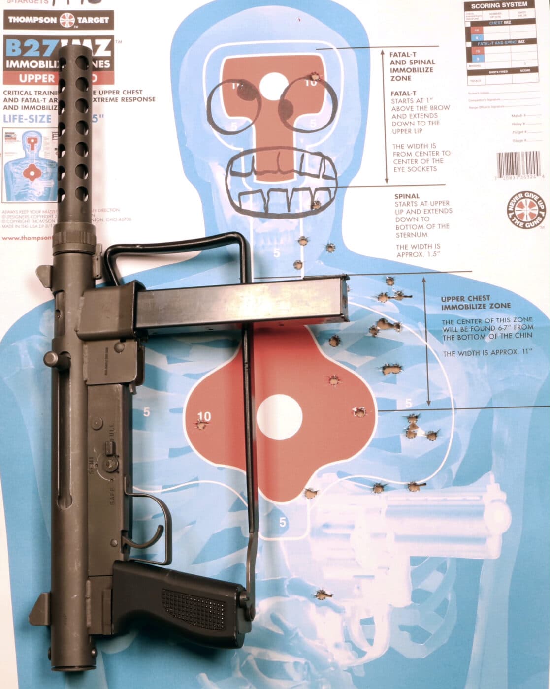 Shooting target with M76 placed on top