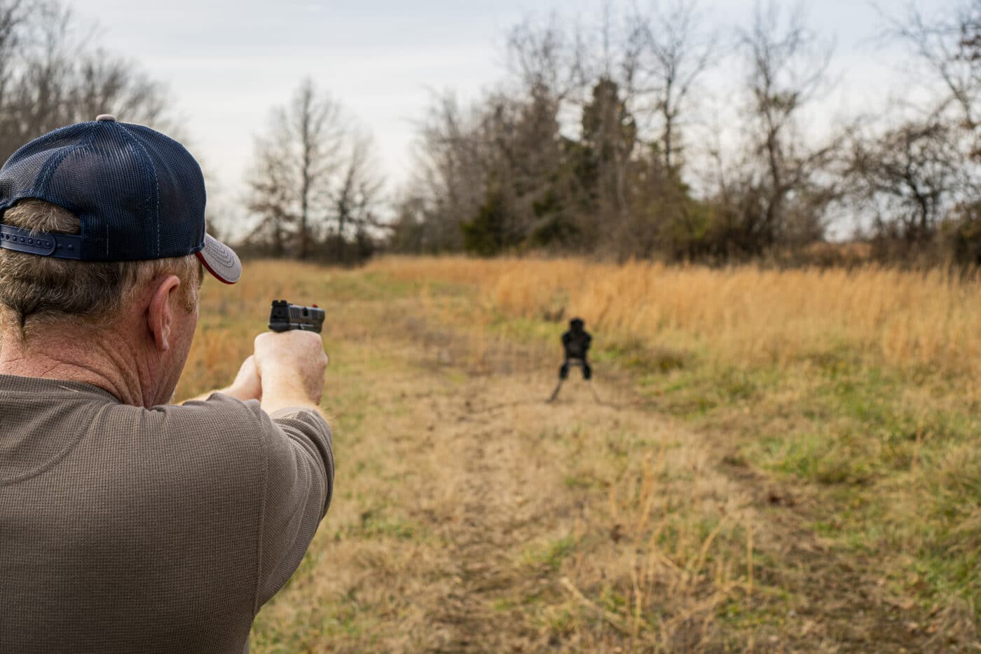 Man range testing the Raven AR550 steel target by Warrior Poet Society