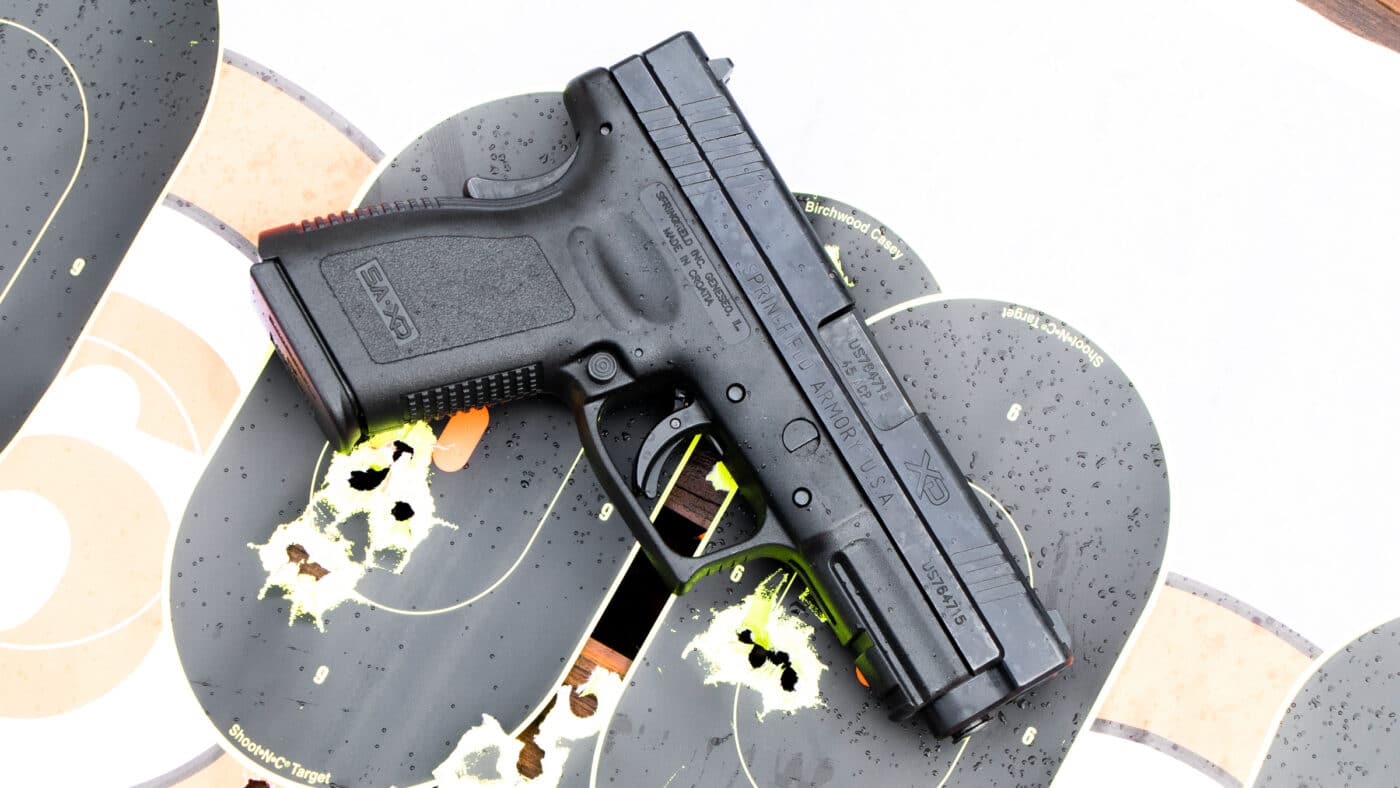 Springfield XD-45 Compact on top of targets