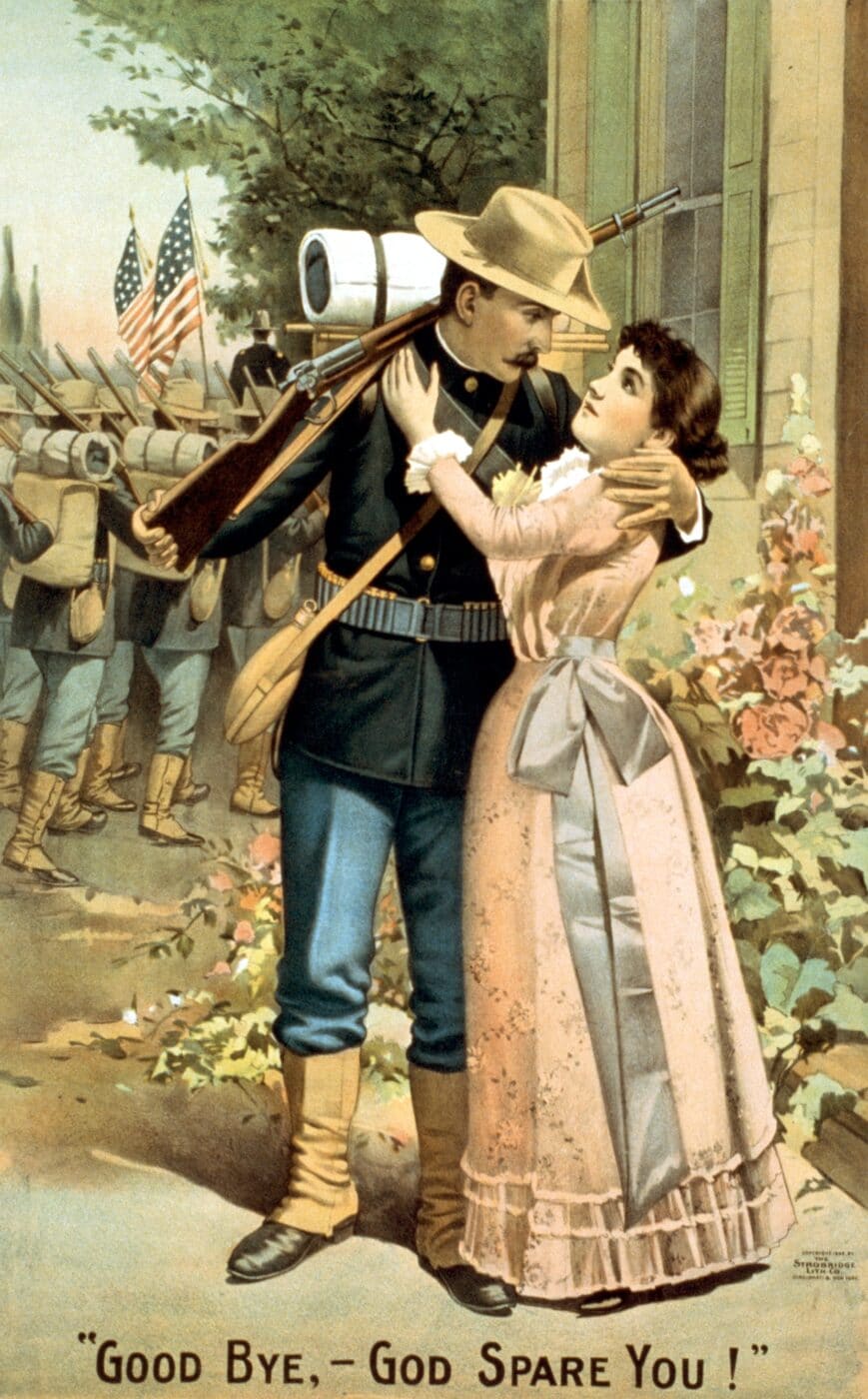 Spanish-American War postcard featuring Krag Jorg rifle