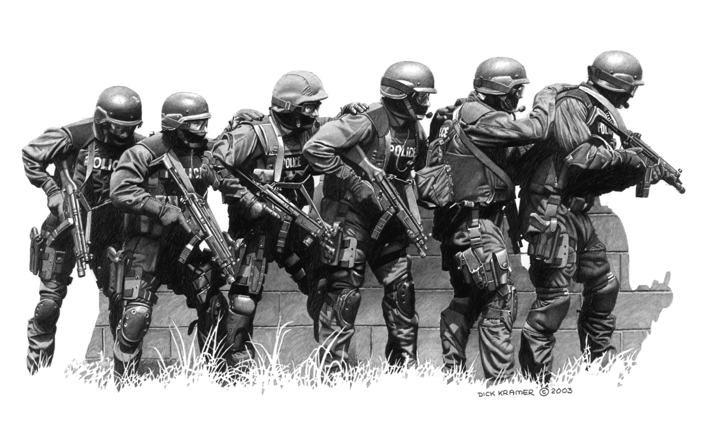 Law enforcement art by Dick Kramer