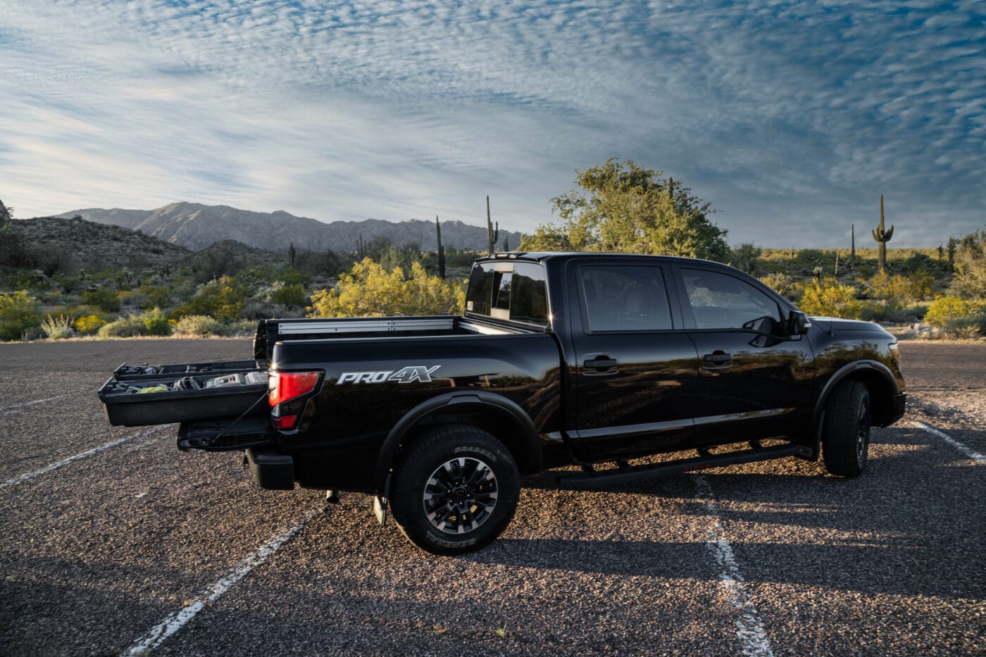 Decked organizational system installed in a truck bed