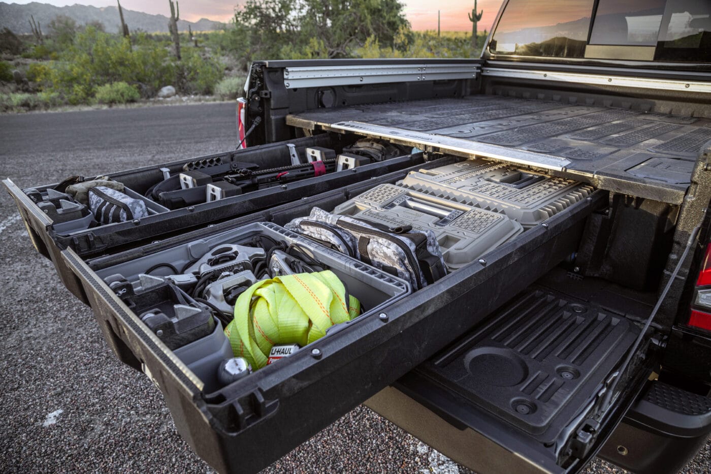 Decked drawer system installed in truck bed