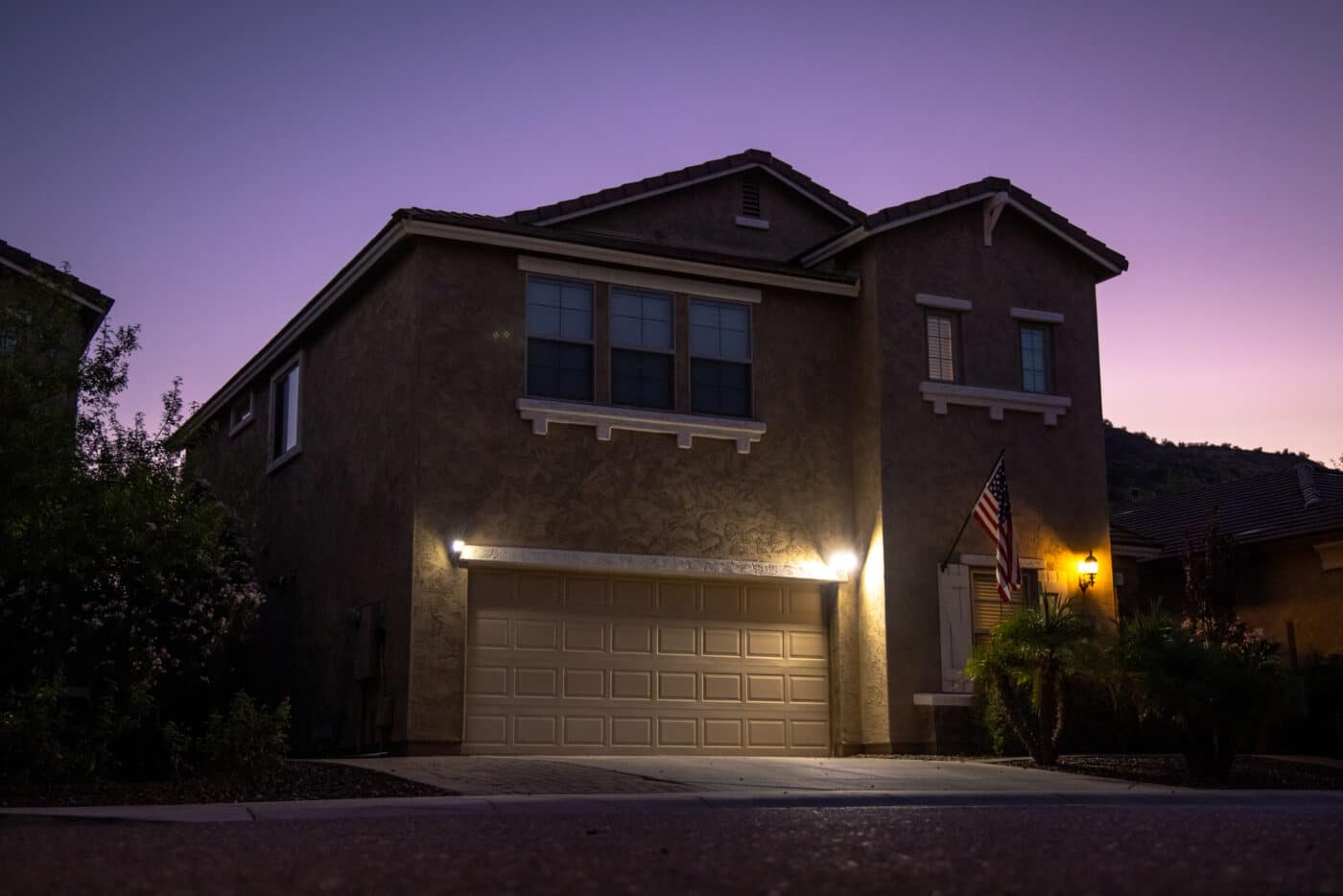 A house at night