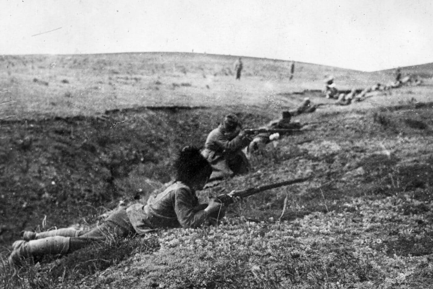 Cossacks fighting in WWI with rifles