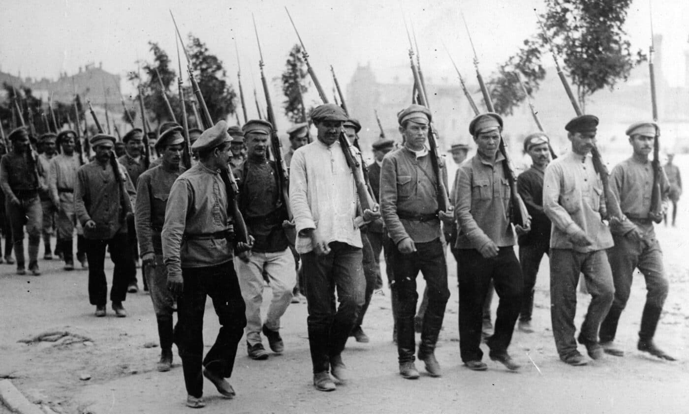 M1891 Mosin Nagant rifles being carried by soldiers