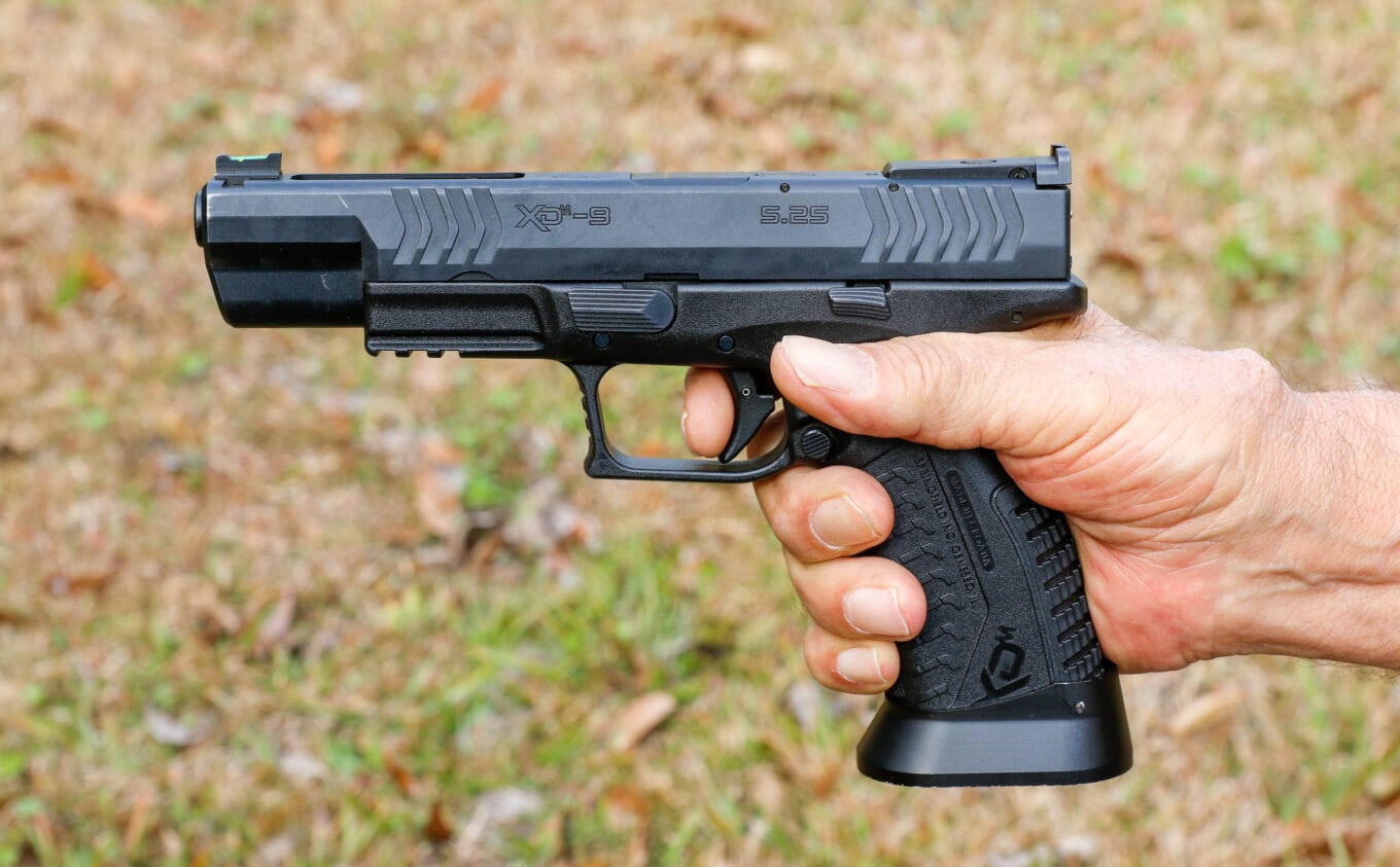 Finger pad on trigger of a Springfield XD-M Elite pistol