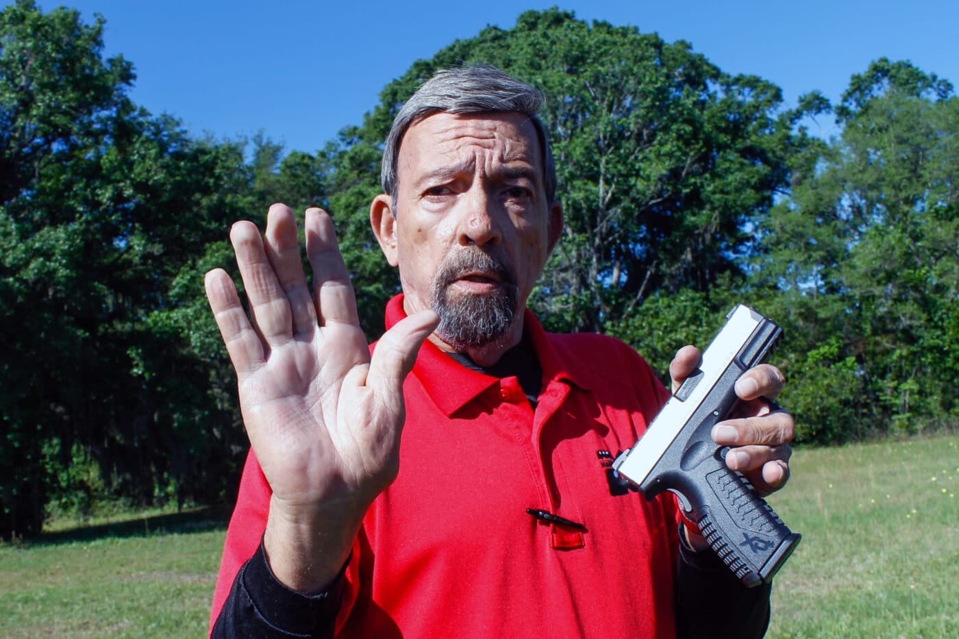 Massad Ayoob discusses hand placement on pistol for a proper grip