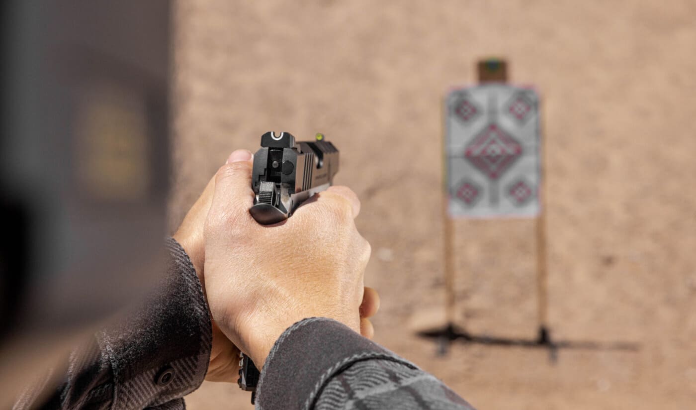 Aligning Emissary 9mm sights to take a shot at the range