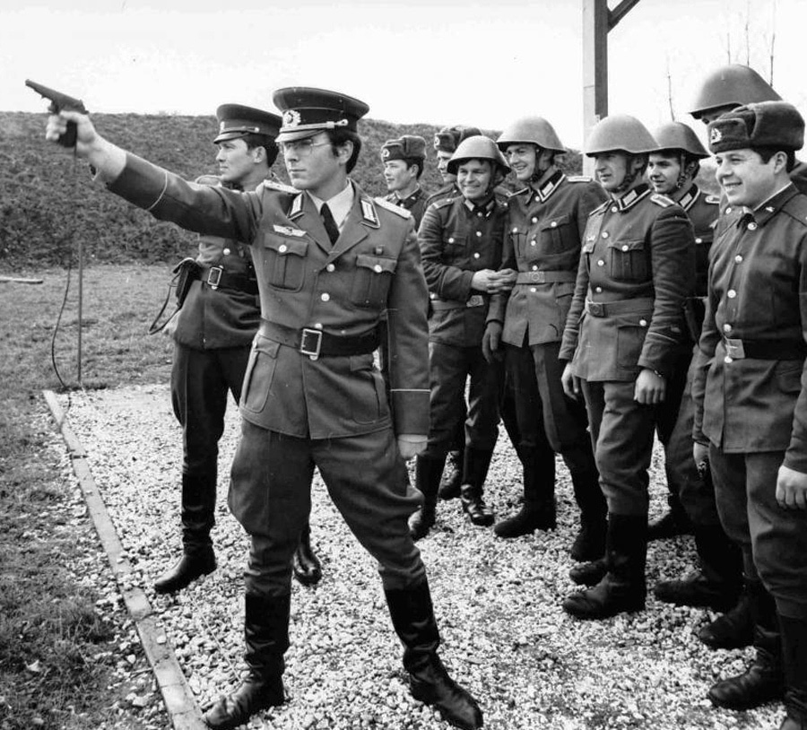 East Germany officer practicing with Makarov pistol