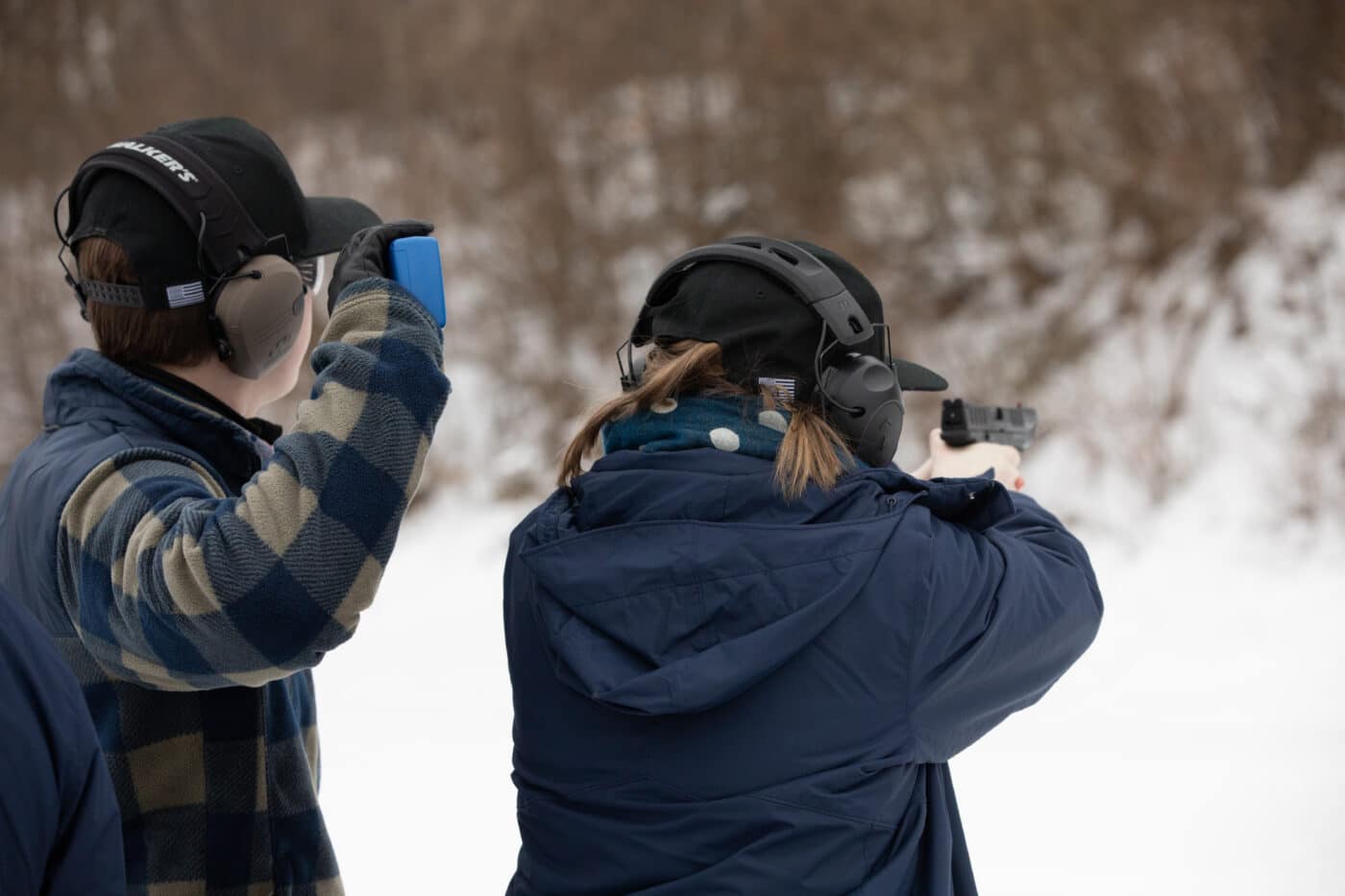 Pistol training in the winter at Hillsdale College