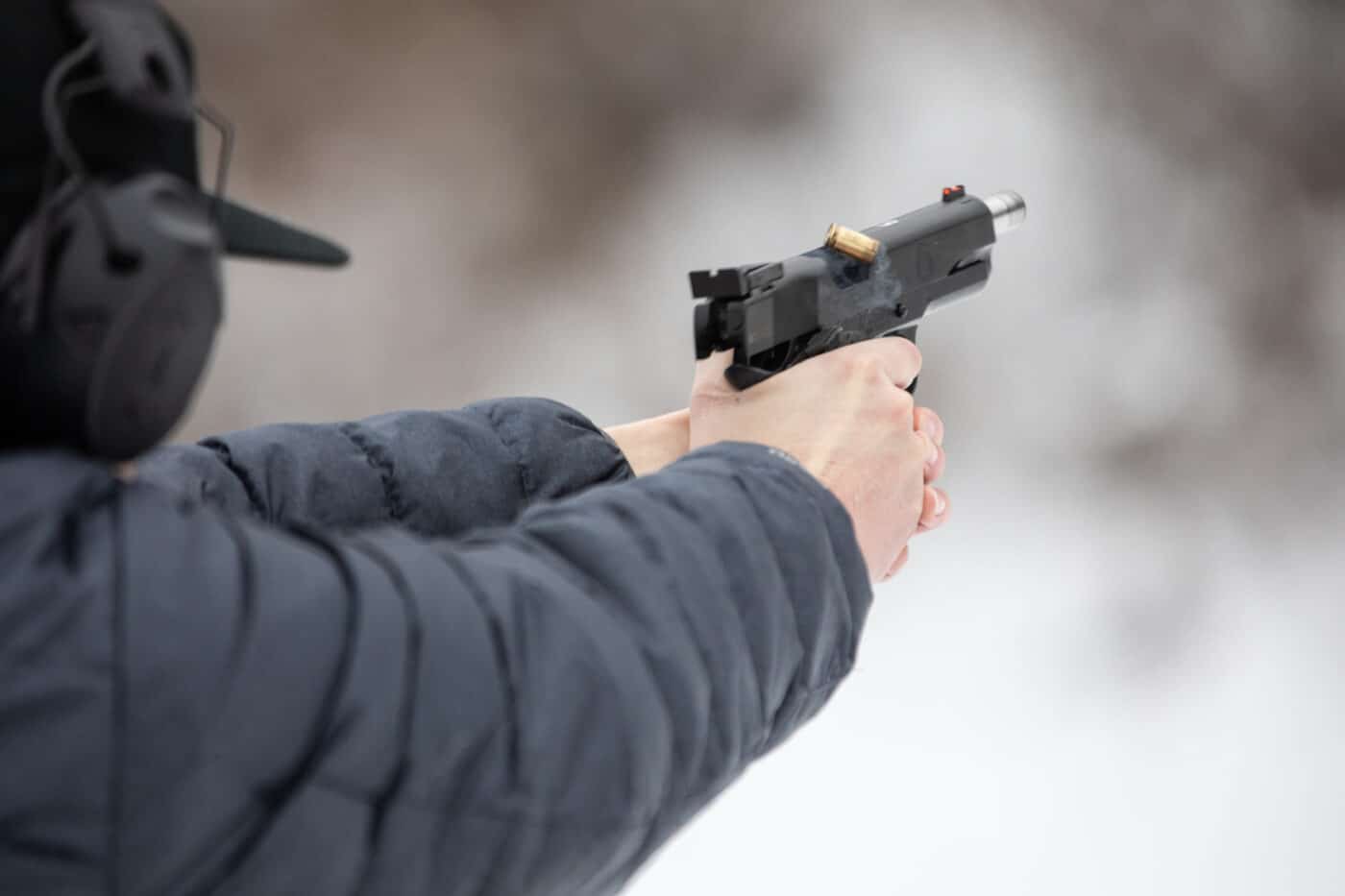 Pistol recoil during training at Hillsdale College