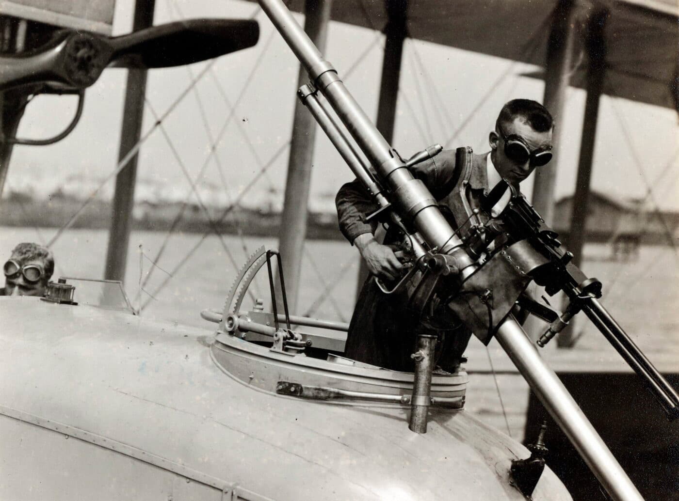 Davis and Lewis guns mounted on F-5-L seaplane