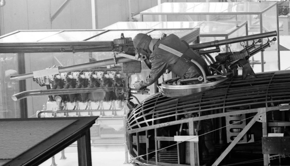 Davis recoilless gun on Curtiss flying boat at a museum