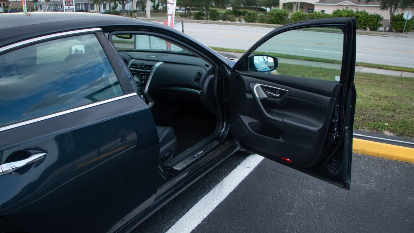 An open car door