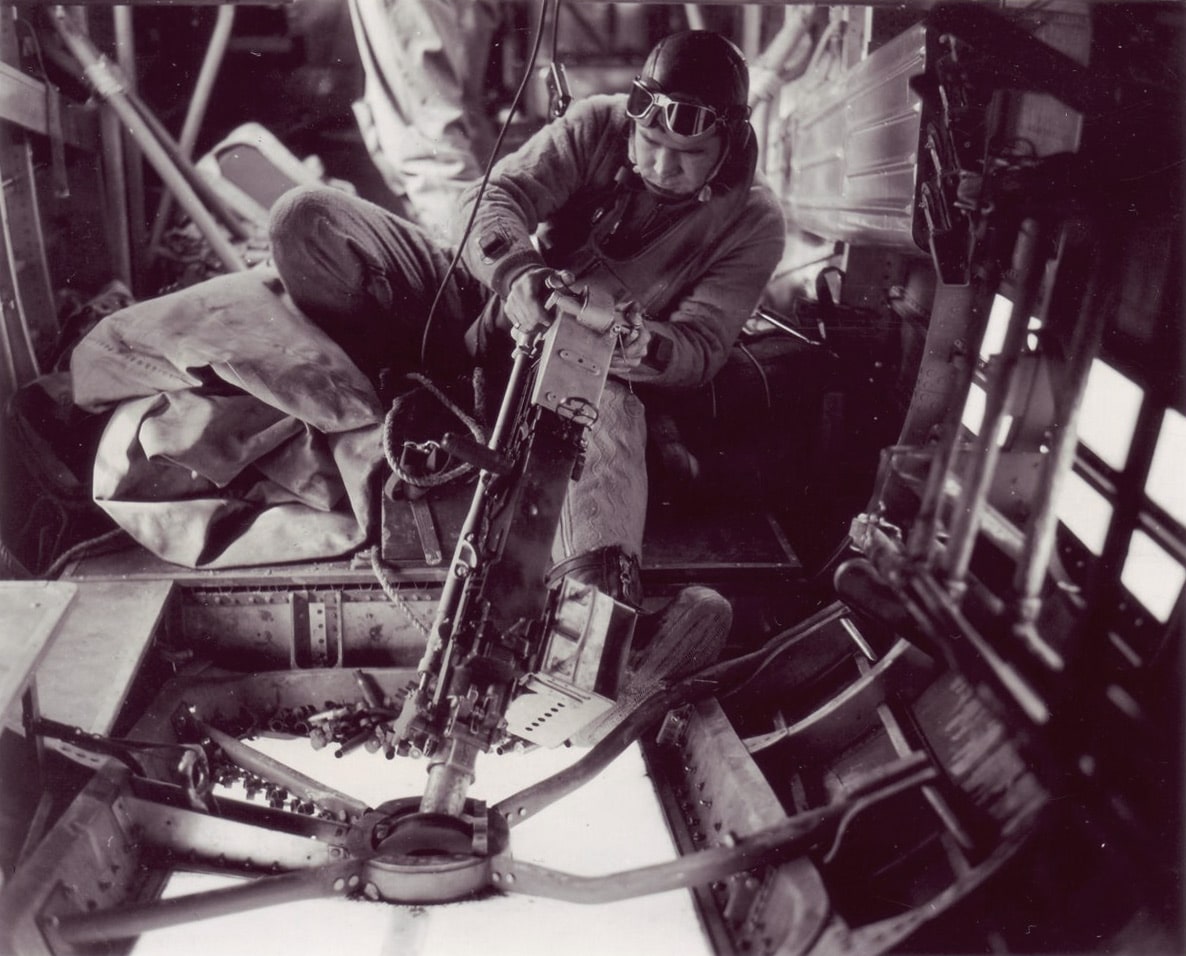 50 cal aircraft mount in B-24 Liberator over Germany in January 1943