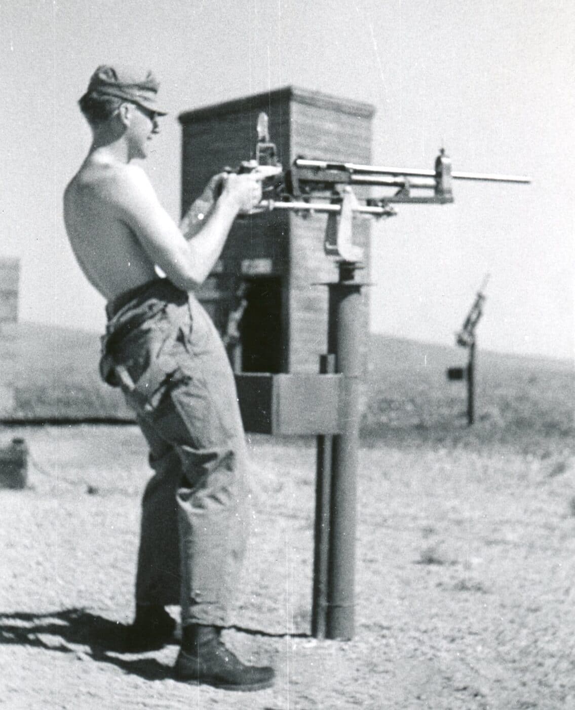 A USAF gunner training with a shotgun
