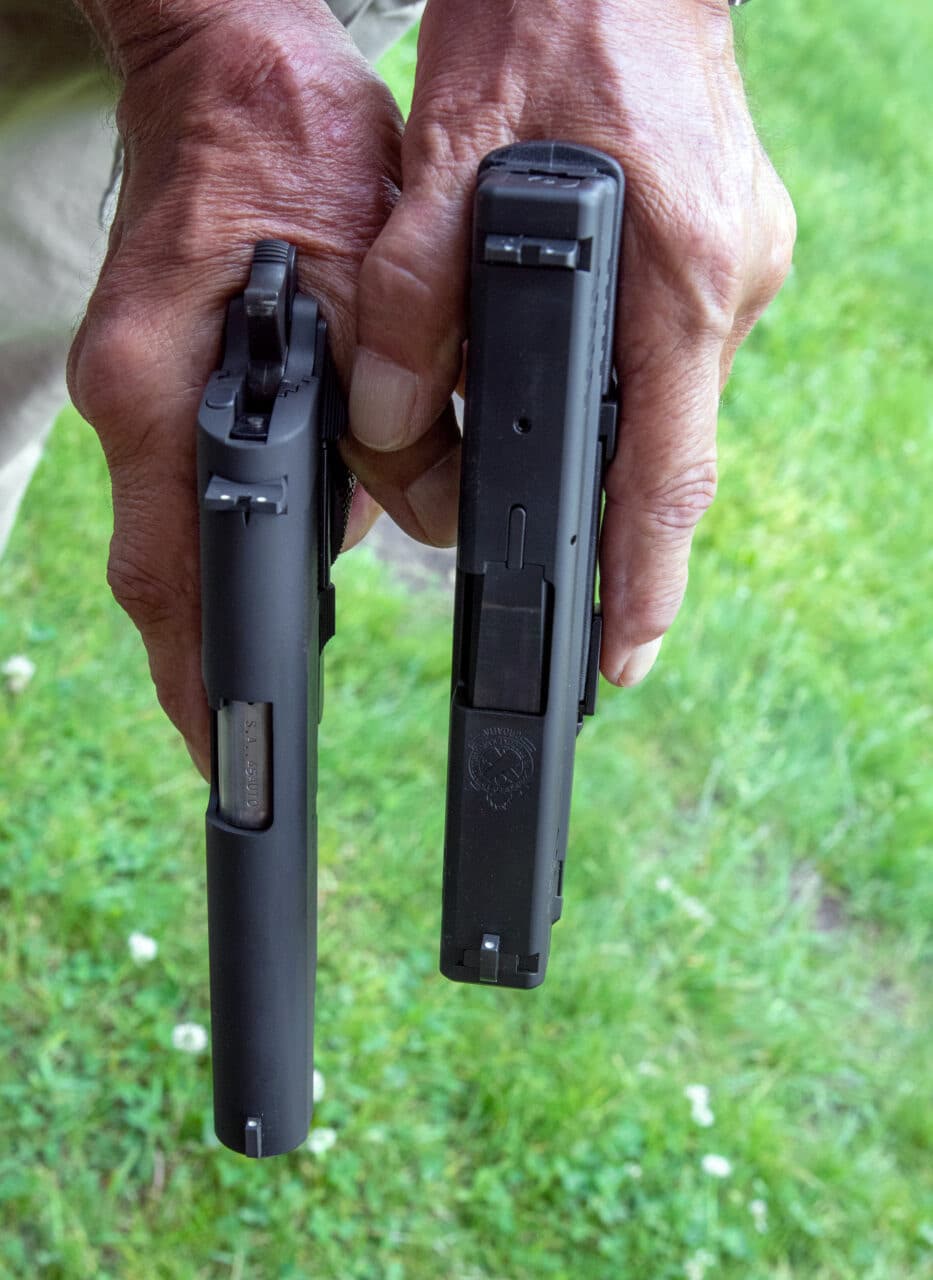 Silhouette of 1911 is seen in comparison to XD45