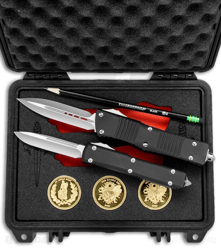 John Wick knives in a case with a pencil