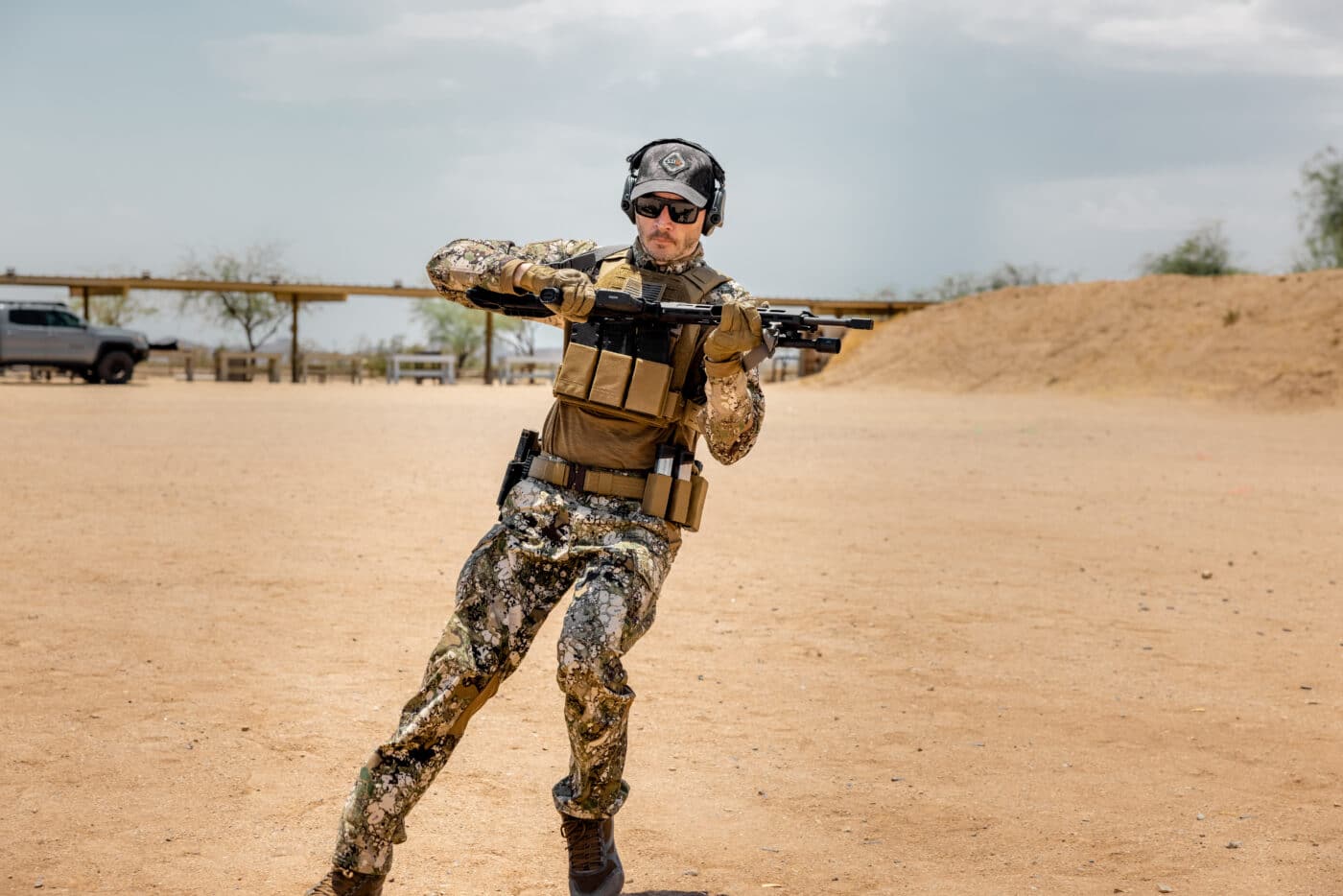 Man shooting and moving during AR-15 training course