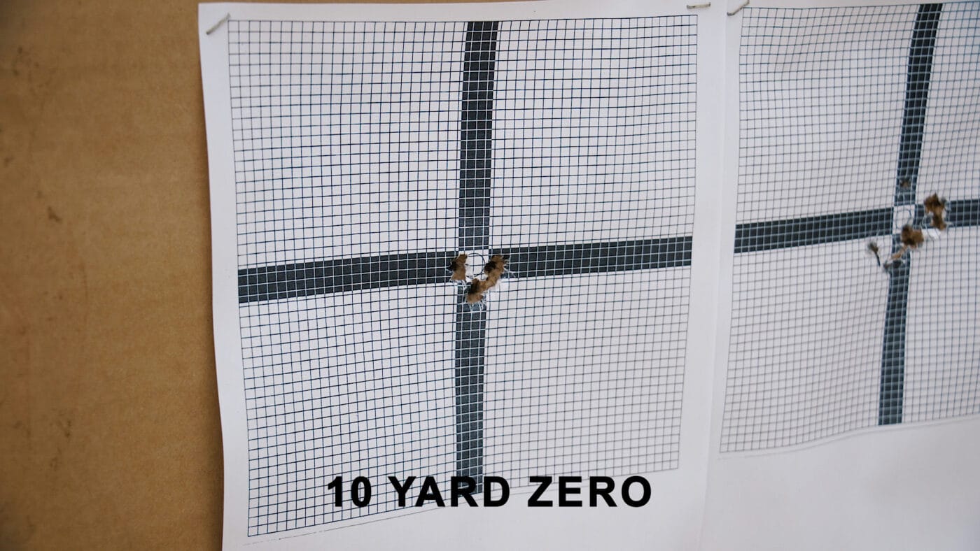 Zeroing target for a pistol for long range shooting