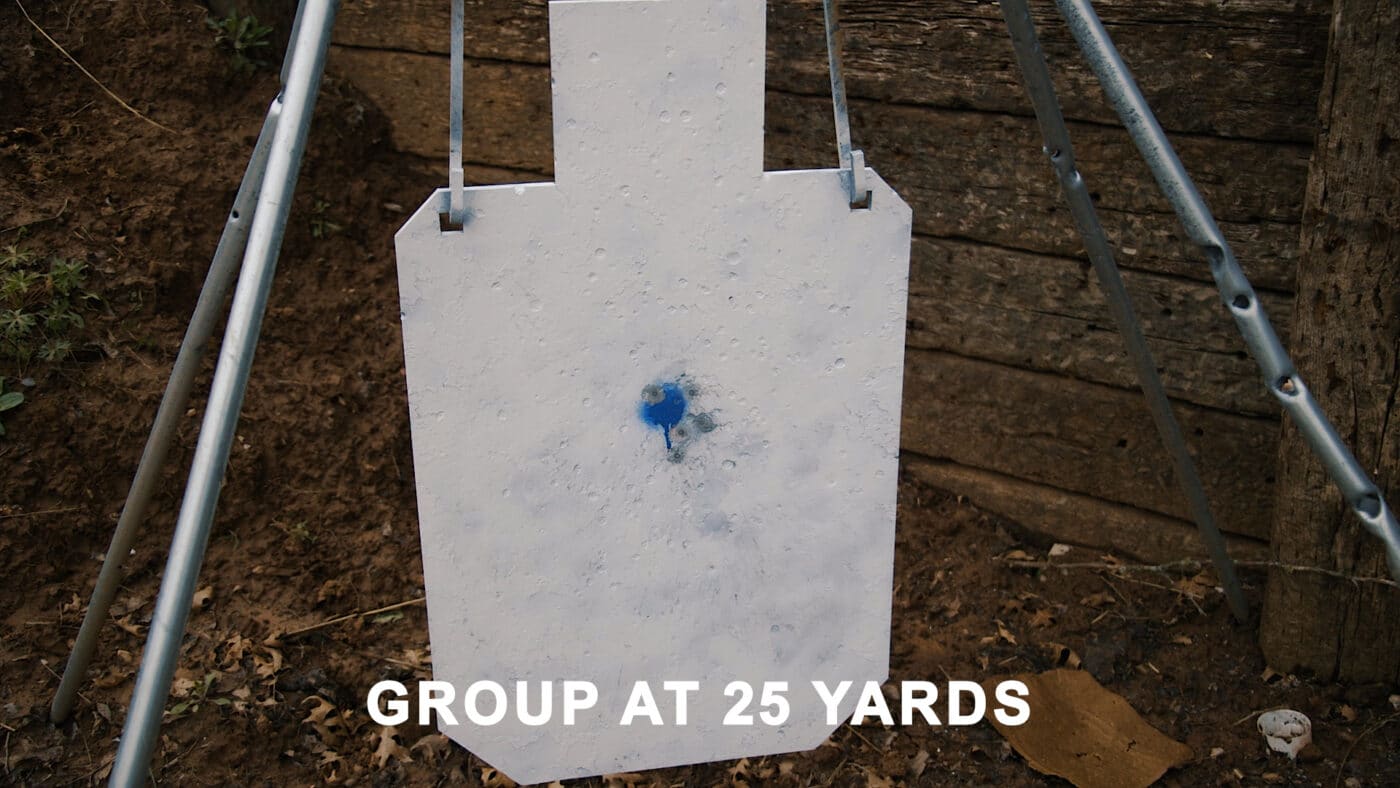 Pistol group on steel at 25 yards