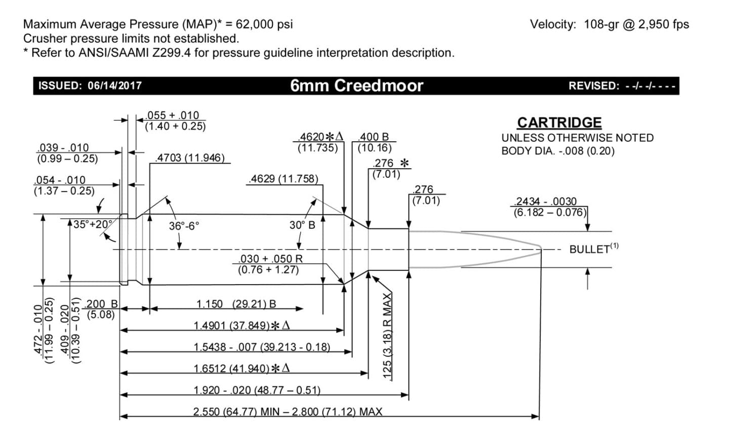 6mm Creedmoor SAMMI Drawing