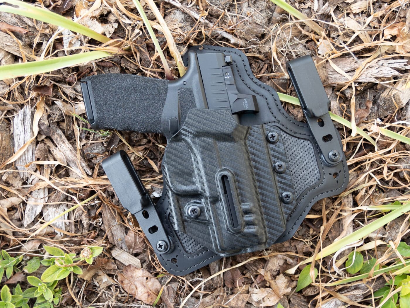 Black Arch Protos-M holster with Hellcat Pro pistol inside