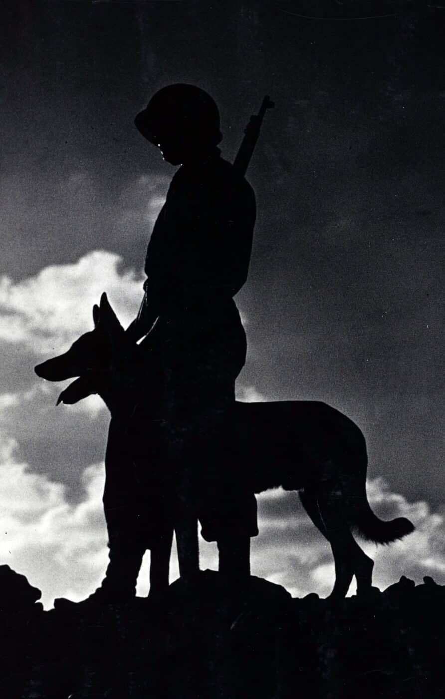 USCG beach patrol in World War II