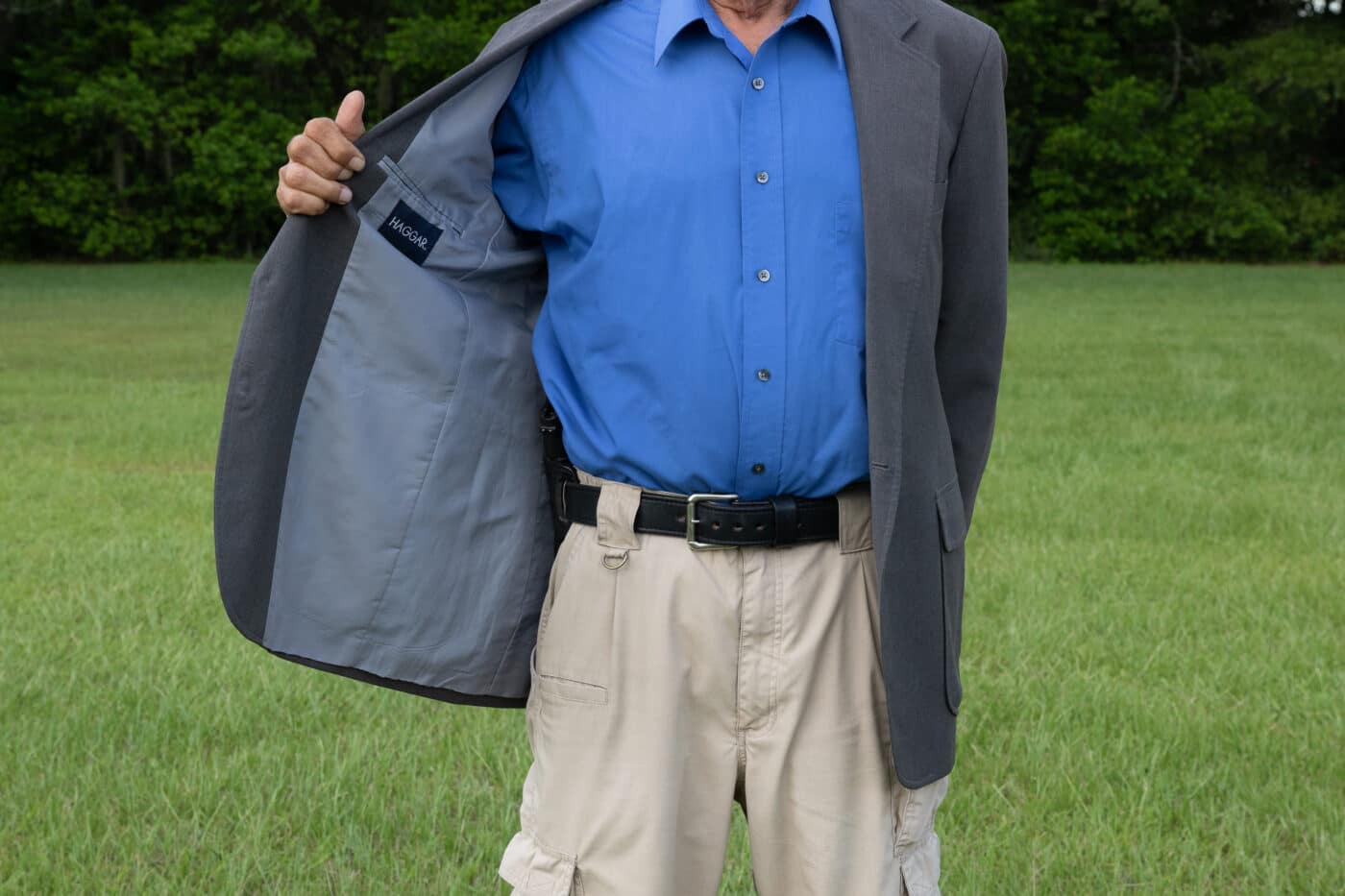 Ayoob carrying a Springfield Mil-Spec 45 under a jacket