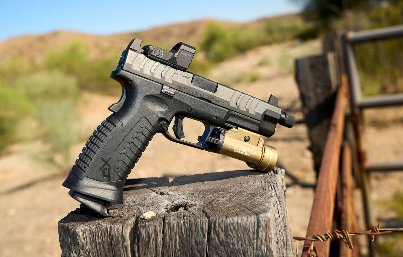 XD-M pistol used in hand injury training