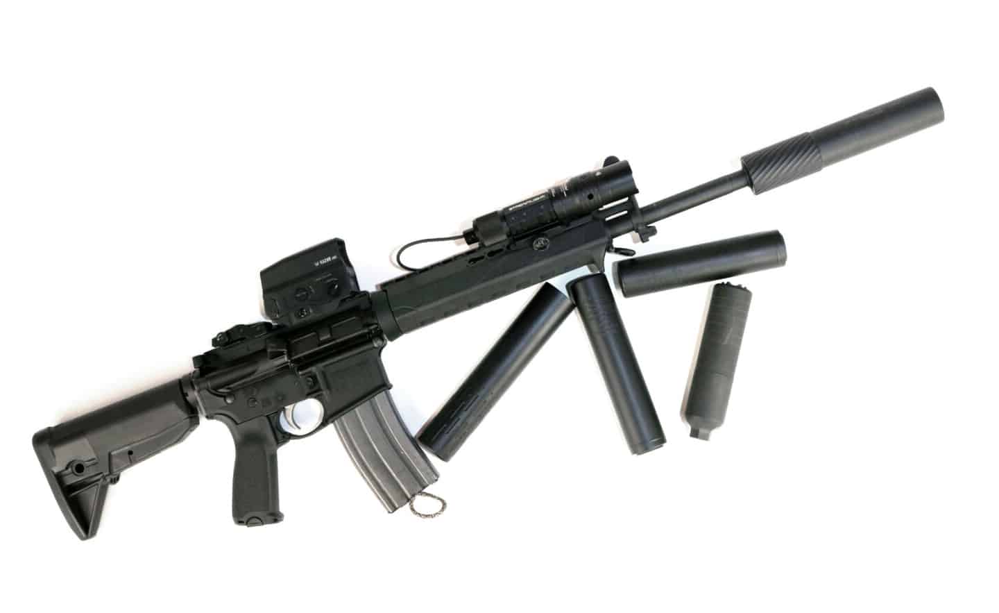 rifle with sound suppressors