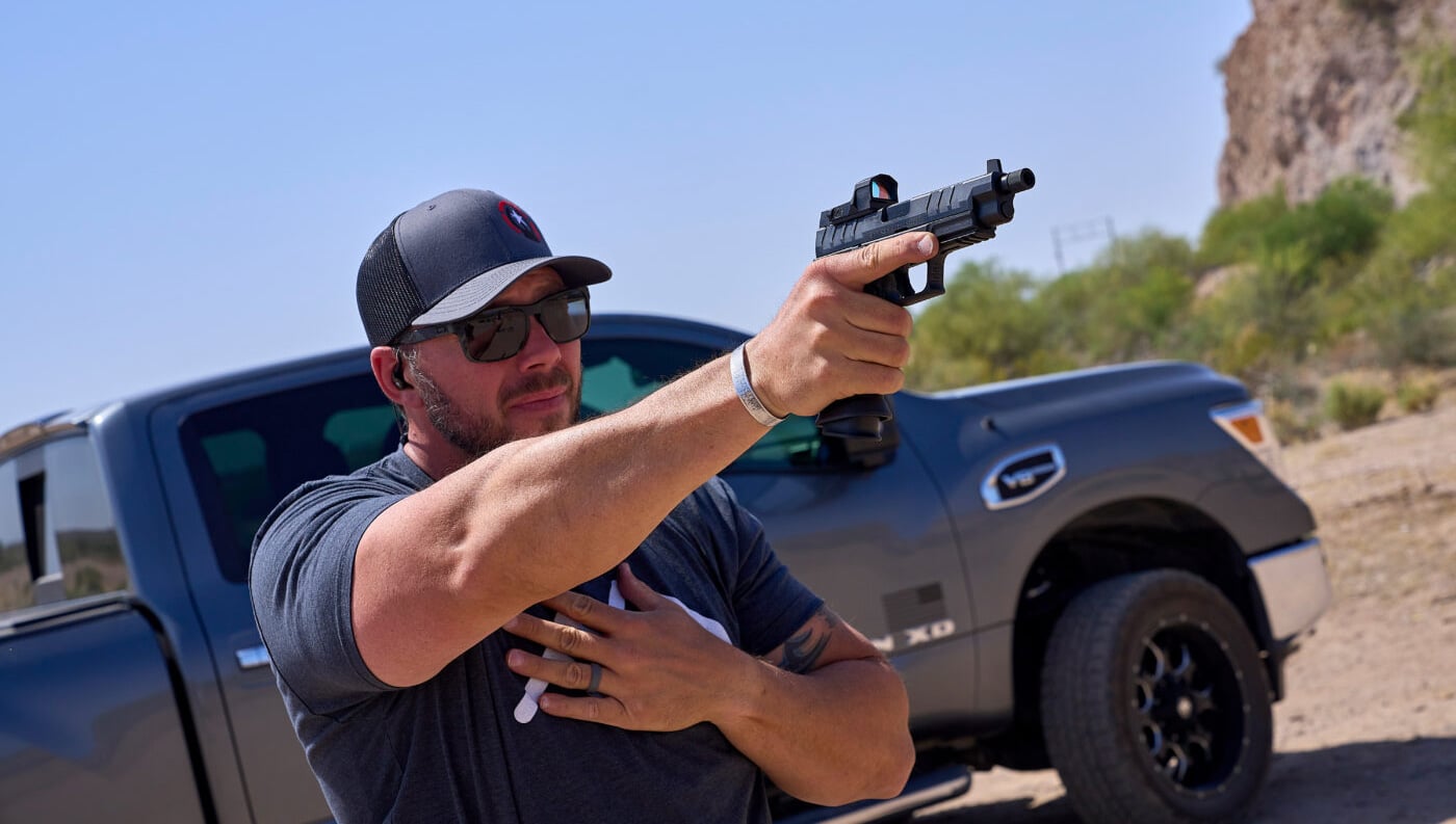 Shooting at an angle to improve one handed shooting