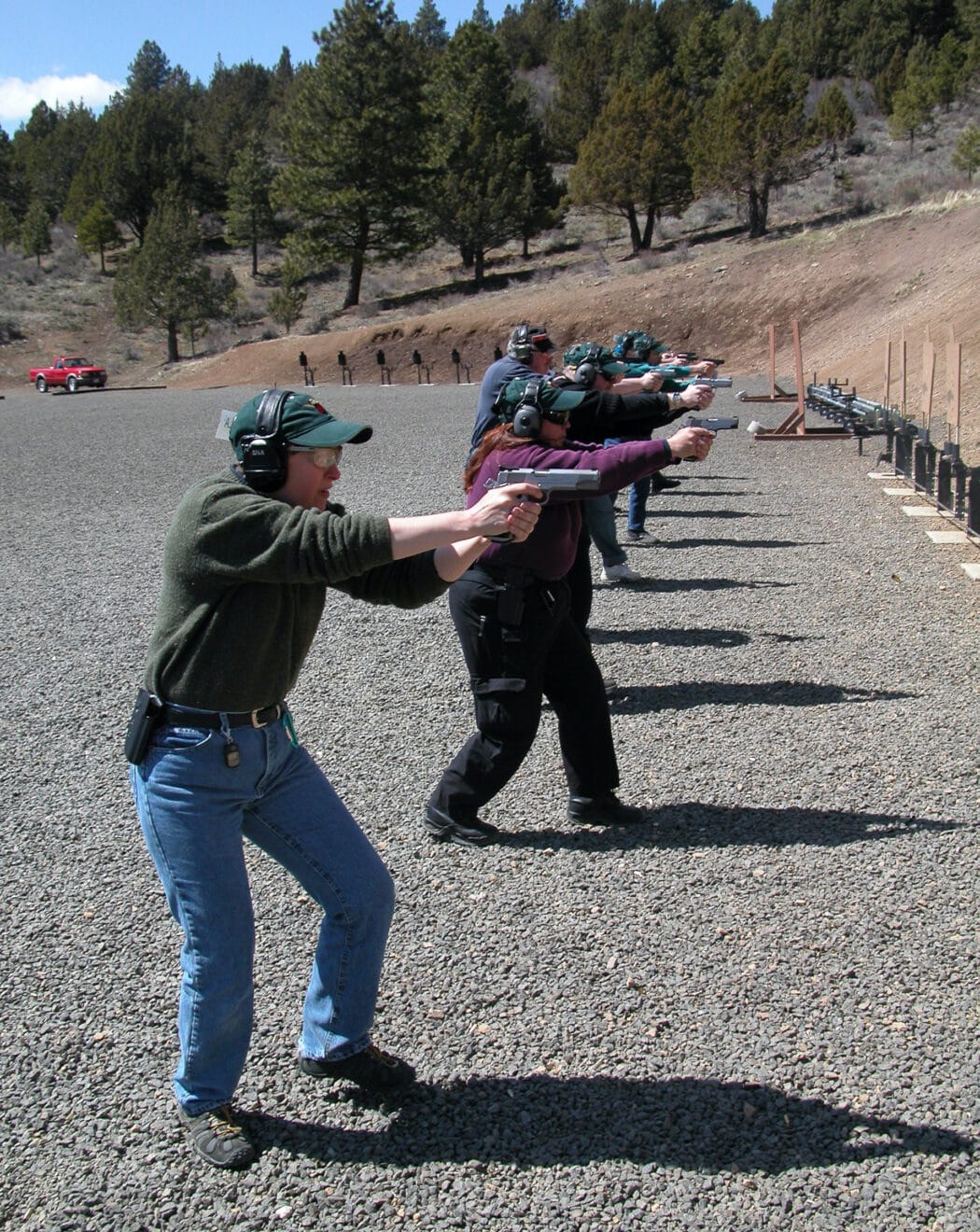 Gila Hayes shooting in a training class
