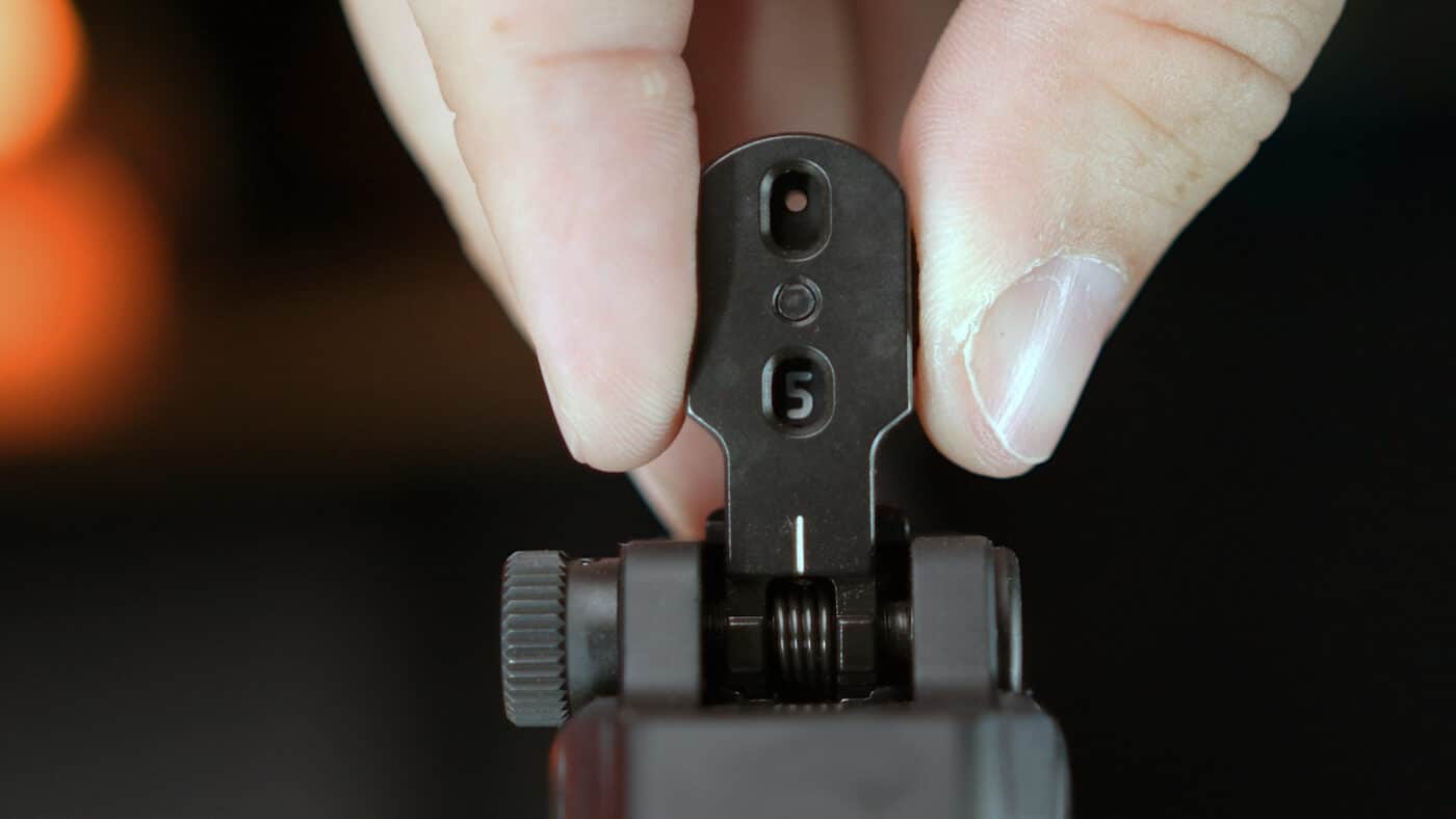 rear sight aperture adjustments on the Hellion