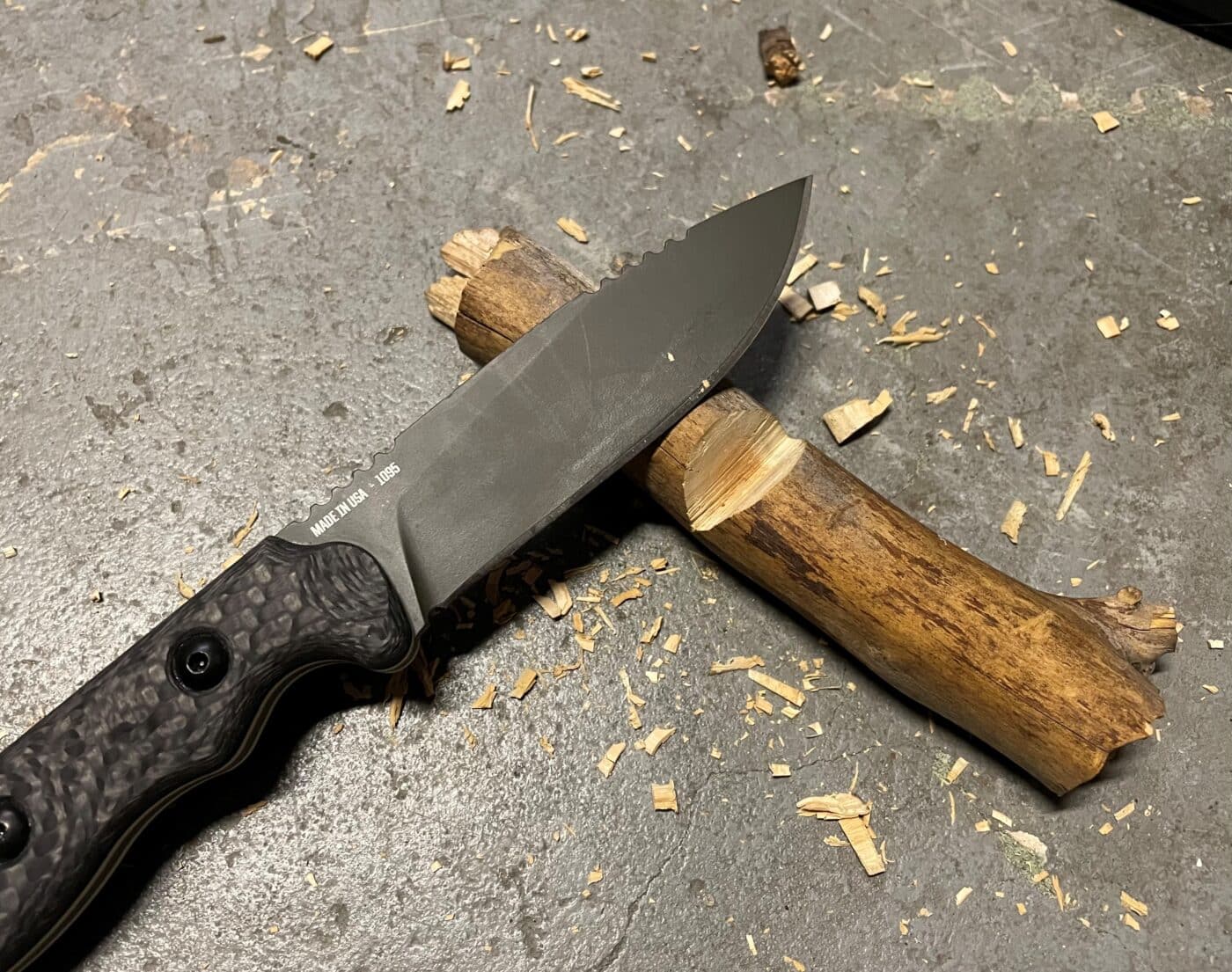 testing the Model 2020 knife on wood
