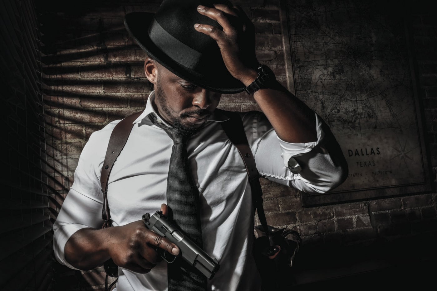 colion noir with springfield sa-35 in a hat