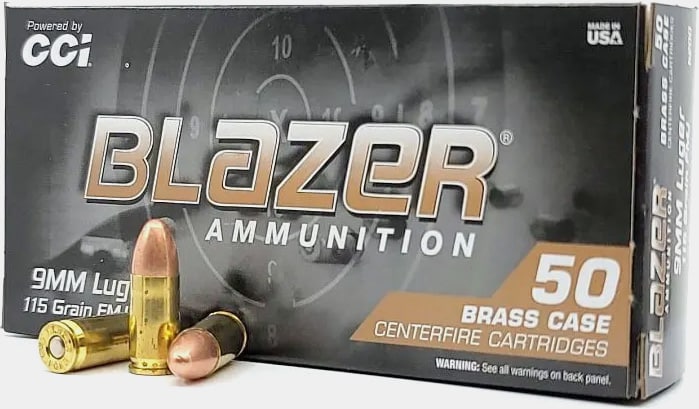 Blazer Brass 9mm FMJ, 115 gr.