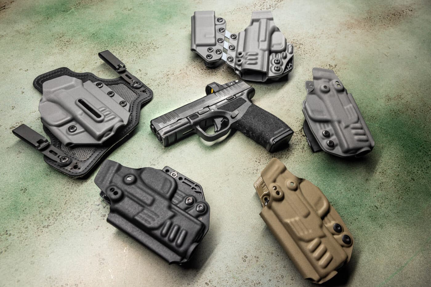 collection of black arch holsters