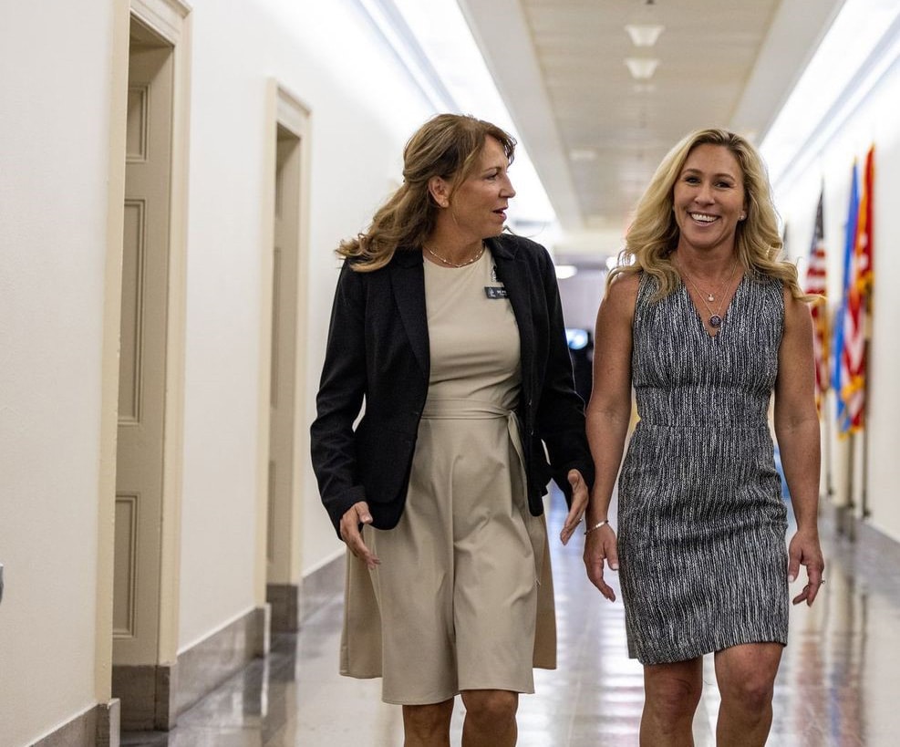 dianna muller and marjorie taylor greene in capitol hallway