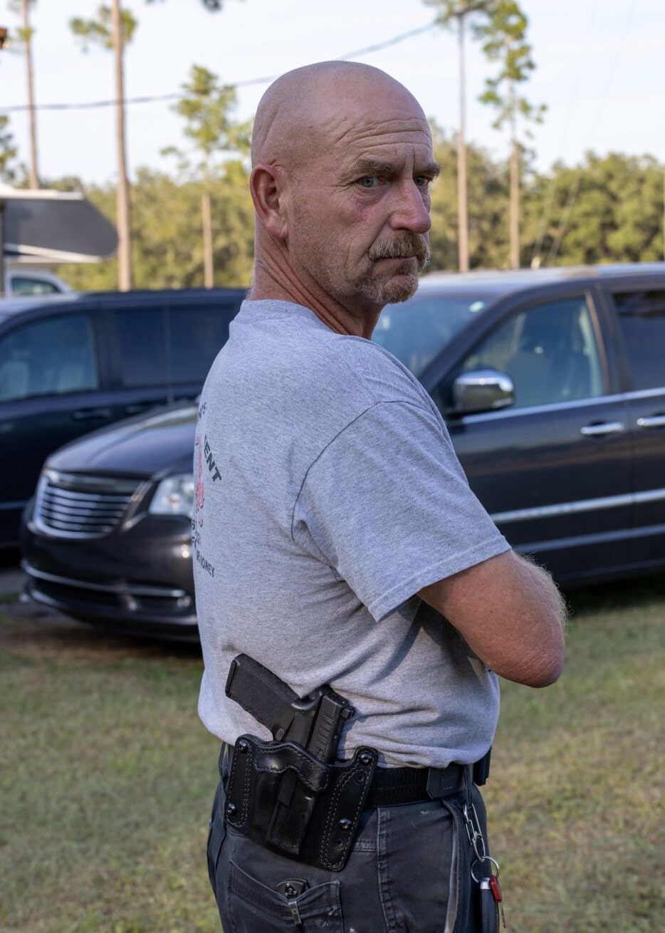 John Strayer carrying pistol in DeSantis GRD holster