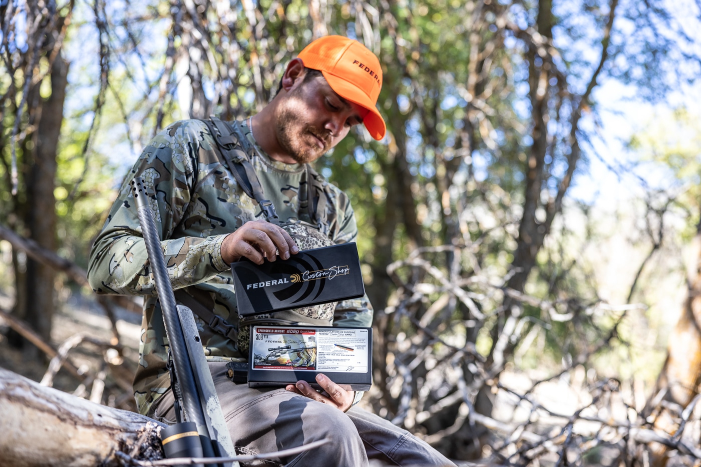 hunter with federal custom ammo for his waypoint rifle